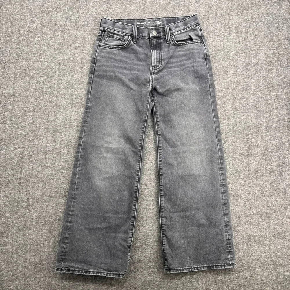 Old Navy Girls 12 Jeans High Rise Baggy Wide Leg Built-In Tough Washed Black